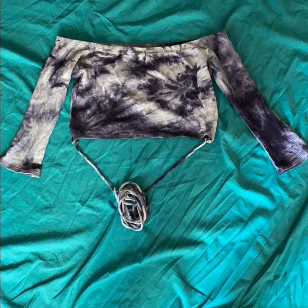 Tie dye off the shoulder crop top